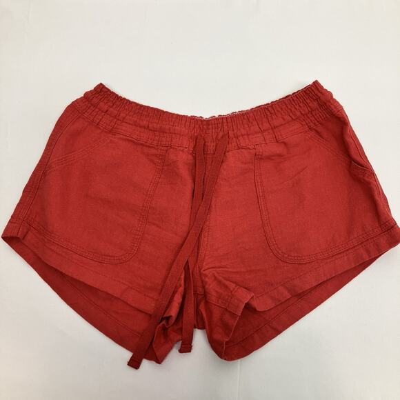 Altar'd State Women’s Linen Rayon Drawstring 3” Paper Bag Shorts Size M Red - Picture 1 of 9